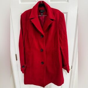 Style & Co Red Coat with Black Buttons
